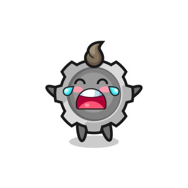 Ağlayan dişli şirin bebek, tişört, çıkartma, logo elementi için şirin tasarım.