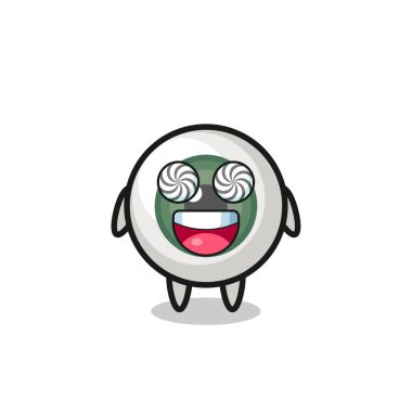 Hipnotize edilmiş gözleri olan sevimli bir göz bebeği, tişört, çıkartma, logo elementi için şirin bir tasarım.