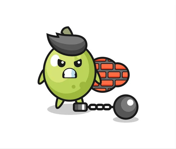 Mascotte Caractère Olive Prisonnière Design Mignon Pour Shirt Autocollant Élément — Image vectorielle