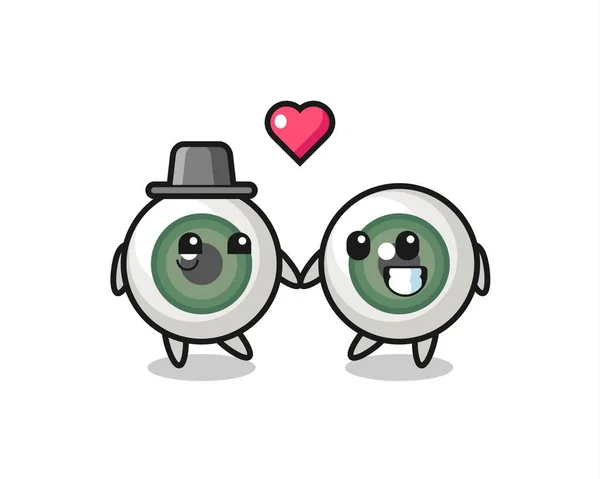 Eyeball Personagem Desenho Animado Casal Com Queda Gesto Amor Design —  Vetores de Stock