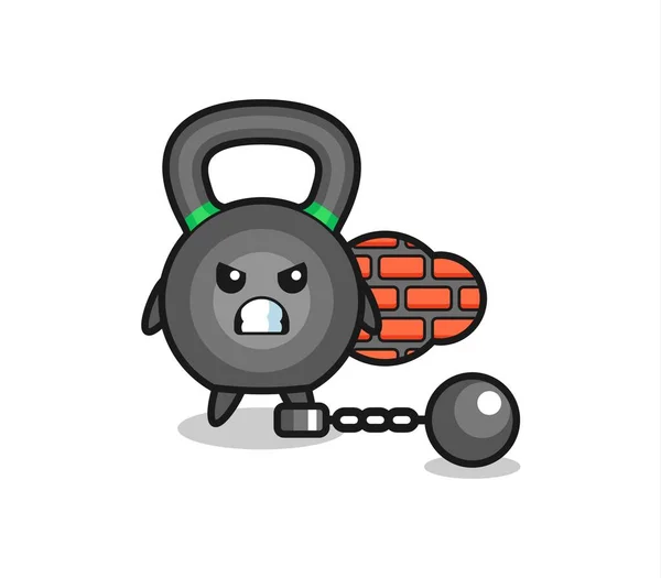 Mascote Personagem Kettlebell Como Prisioneiro Design Estilo Bonito Para Shirt — Vetor de Stock