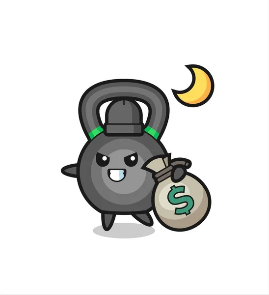 Ilustração Desenho Animado Kettlebell Roubado Dinheiro Design Estilo Bonito Para —  Vetores de Stock