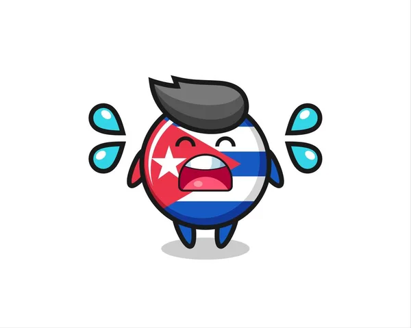 Küba Bayrağı Karikatür Çizimi Ağlama Hareketi Tişört Çıkartma Logo Elementi — Stok Vektör