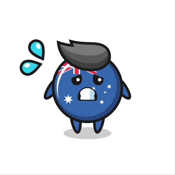 Australie Drapeau Badge Mascotte Personnage Avec Geste Effrayé Design Style — Image vectorielle