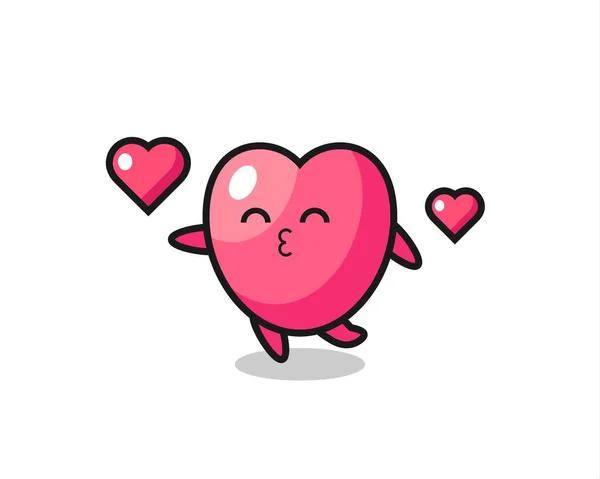 Coeur Symbole Personnage Dessin Animé Avec Baiser Geste Conception Style — Image vectorielle