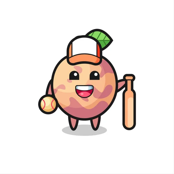 Caractère Dessin Animé Pluot Fruit Comme Joueur Baseball Conception Style — Image vectorielle