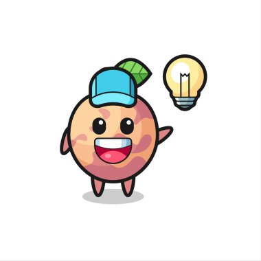 pluot fruit character çizgi filmi fikri alıyor, t-shirt, çıkartma, logo ögesi için şirin tasarım