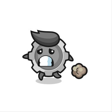 Korku içinde çalışan teçhizatın gösterimi, tişört, etiket, logo ögesi için şirin bir tasarım