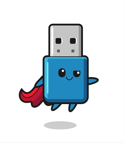 Aranyos Flash Drive Usb Szuperhős Karakter Repül Aranyos Stílus Design — Stock Vector