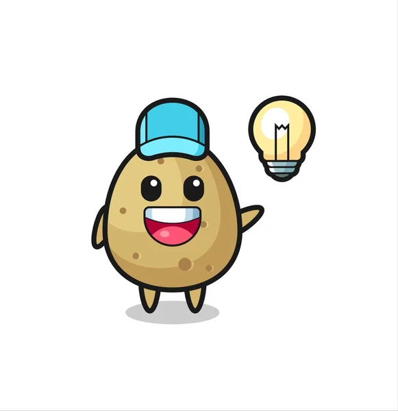 Potato Character Cartoon Getting Idea Cute Style Design Shirt Stiker — стоковый вектор
