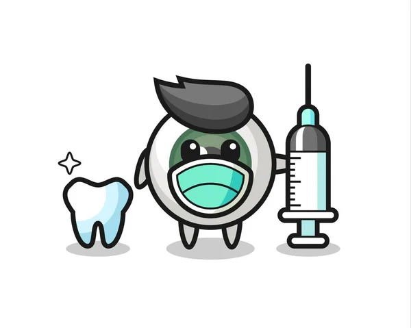 Personaje Mascota Globo Ocular Como Dentista Diseño Estilo Lindo Para — Vector de stock