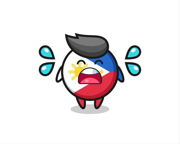 Filipinas Bandeira Emblema Desenhos Animados Ilustração Com Gesto Choro Design — Vetor de Stock