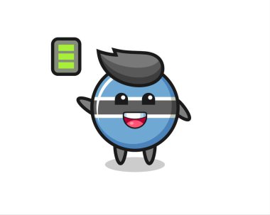 Botswana bayrak maskotu, enerjik bir jest, tişört, çıkartma, logo elementi için şirin bir tasarım.