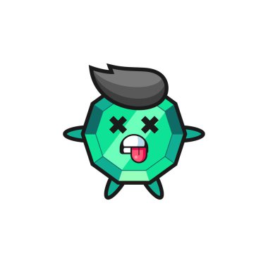 Tatlı zümrüt taşının ölü duruşu, tişört, çıkartma, logo elementi için şirin bir tasarım.