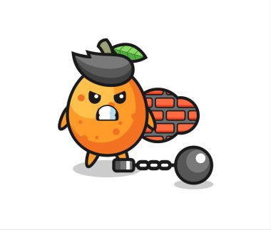 Mahkum olarak kumkatın karakter maskotu. Tişört, çıkartma ve logo elementleri için şirin bir tasarım.