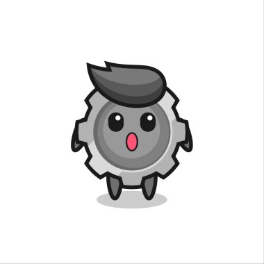 Vites karikatürünün hayret verici ifadesi, tişört, etiket, logo elementi için şirin bir tasarım.