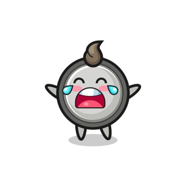 Ağlayan düğme şirin bebek, tişört, etiket, logo elementi için şirin tasarım.