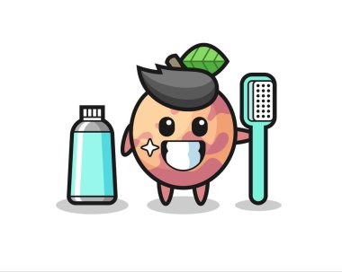 Diş fırçası, tişört, etiket ve logo elementleri için şirin bir tasarım olan Pluot Meyvesi Maskotu