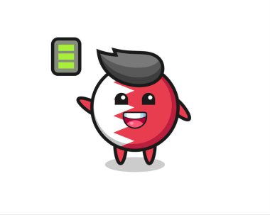 Bahreyn bayrağı maskotu, enerjik bir jest, tişört, çıkartma, logo elementi için şirin bir tasarım.