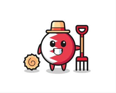 Çiftçi olarak Bahreyn Bayrağı Rozeti 'nin maskotu. Tişört, çıkartma, logo elementi için şirin bir tasarım.