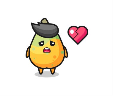 Papaya karikatür çizimi kırık kalp, tişört, çıkartma, logo elementi için şirin bir tasarım.