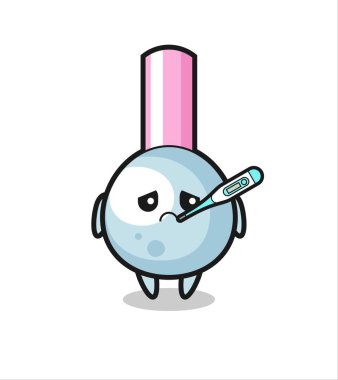 Ateşli pamuk tomurcuk maskotu karakteri, tişört, çıkartma, logo elementi için şirin bir tasarım.