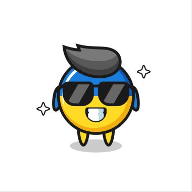 Ukrayna bayrak rozetinin çizgi film maskotu. Güzel bir jest, tişört, çıkartma, logo elementi için şirin bir tasarım.