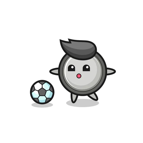 Illustration Bouton Cellule Dessin Animé Joue Football Conception Style Mignon — Image vectorielle