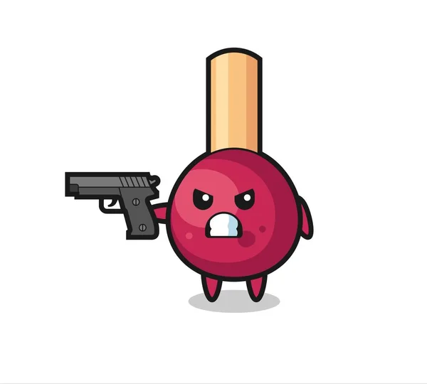 Personnage Match Mignon Tirer Avec Pistolet Conception Style Mignon Pour — Image vectorielle