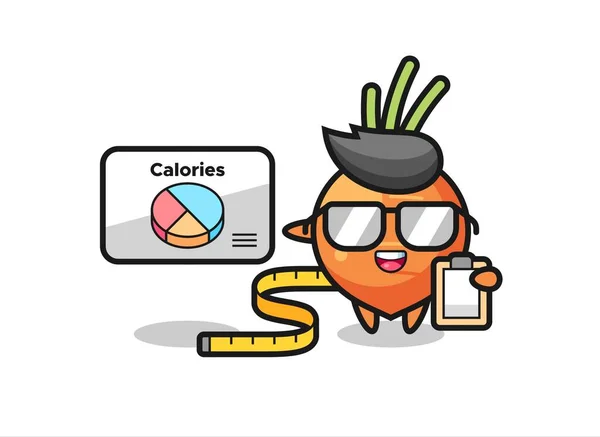 Ilustração Mascote Cenoura Como Nutricionista Design Estilo Bonito Para Shirt — Vetor de Stock