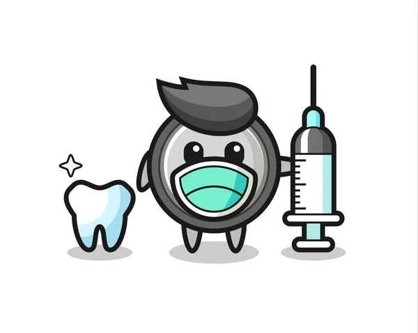 Personagem Mascote Célula Botão Como Dentista Design Estilo Bonito Para —  Vetores de Stock