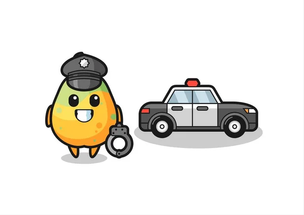 Mascotte Dessin Animé Papaye Comme Une Police Design Style Mignon — Image vectorielle