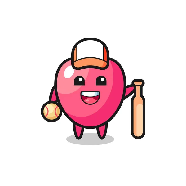 Caractère Dessin Animé Symbole Cœur Tant Que Joueur Baseball Conception — Image vectorielle
