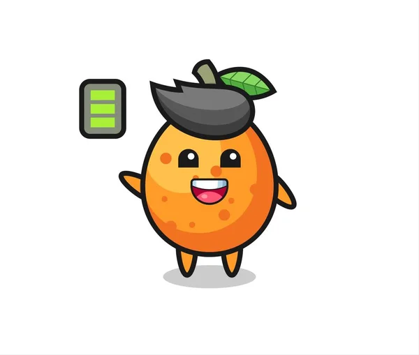 Personagem Mascote Kumquat Com Gesto Energético Design Estilo Bonito Para — Vetor de Stock