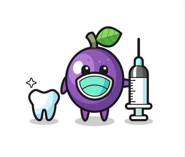 Personagem Mascote Maracujá Como Dentista Design Estilo Bonito Para Shirt —  Vetores de Stock