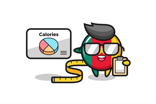 Illustration Kamerun Flagga Maskot Som Dietist Söt Stil Design För — Stock vektor