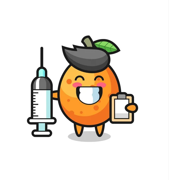 Macot Illustration Kumquat Doctor Cute Style Design Shirt Sticker Logo — 스톡 벡터