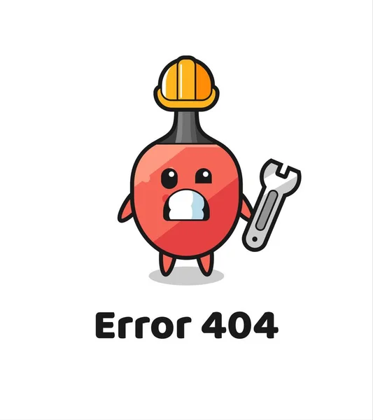 错误404与可爱的乒乓球球拍吉祥物 可爱的风格设计T恤 标志元素 — 图库矢量图片