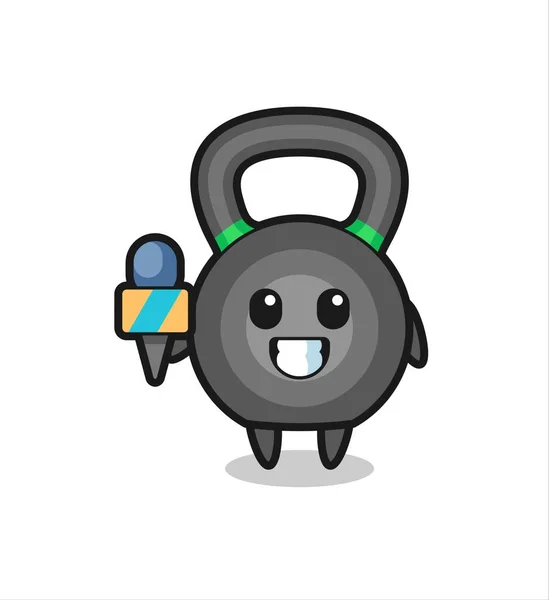 Kettlebell Haber Spikeri Olarak Karakter Maskotu Tişört Etiket Logo Elementi — Stok Vektör