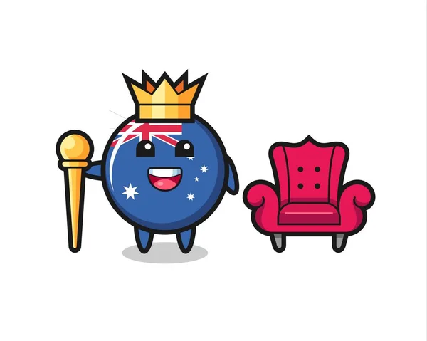 Tシャツ ステッカー ロゴ要素のための王 かわいいスタイルのデザインとしてオーストラリアの国旗バッジのマスコット漫画 — ストックベクタ