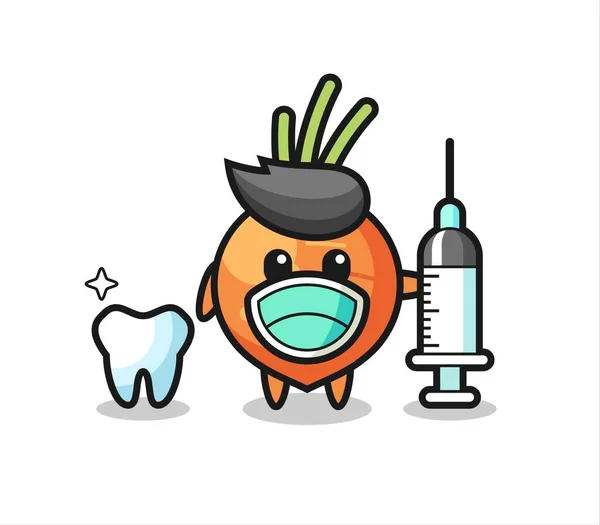 Mascot Character Carrot Dentist Cute Style Design Shirt Sticker Logo — Stock Vector