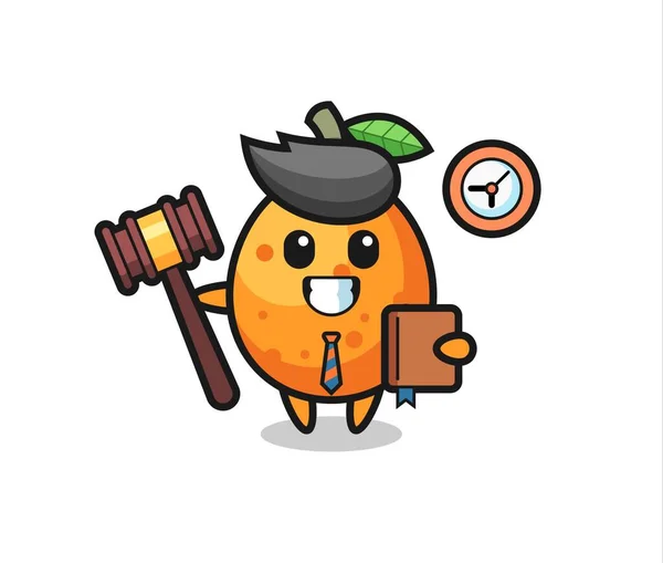 Dibujos Animados Mascota Kumquat Como Juez Lindo Diseño Estilo Para — Vector de stock