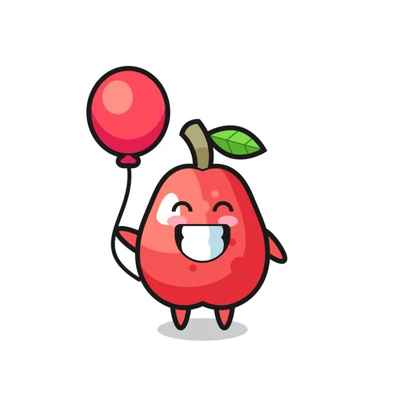 Water Apple Mascot Illustration Playing Balloon Cute Style Design Shirt — Stock Vector