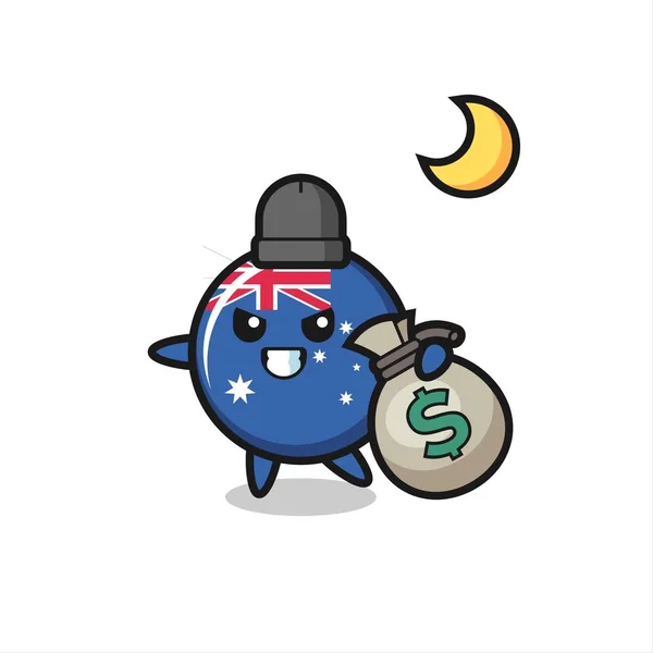 Illustration Australia Flag Badge Cartoon Stolen Money Cute Style Design — Stock Vector