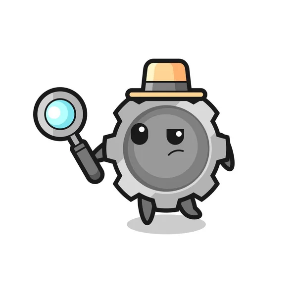 Personaje Detective Engranaje Está Analizando Caso Lindo Diseño Estilo Para — Vector de stock