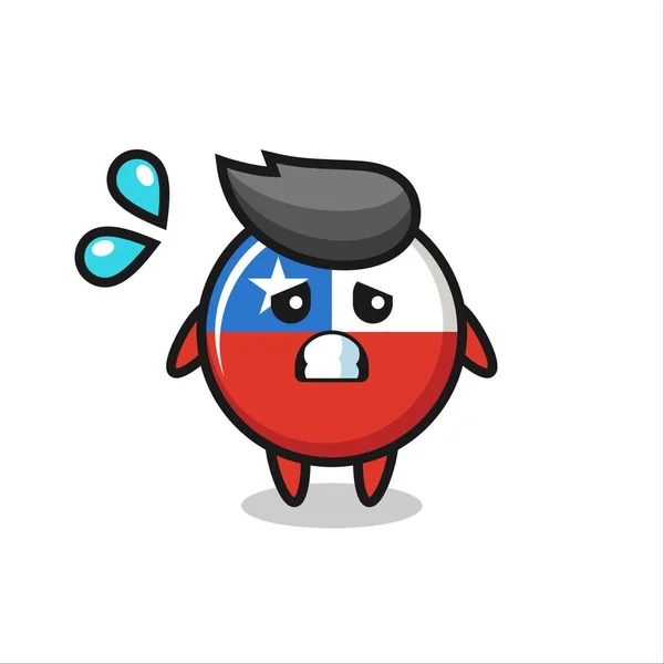 Carácter Mascota Insignia Bandera Chile Con Gesto Miedo Diseño Estilo — Vector de stock