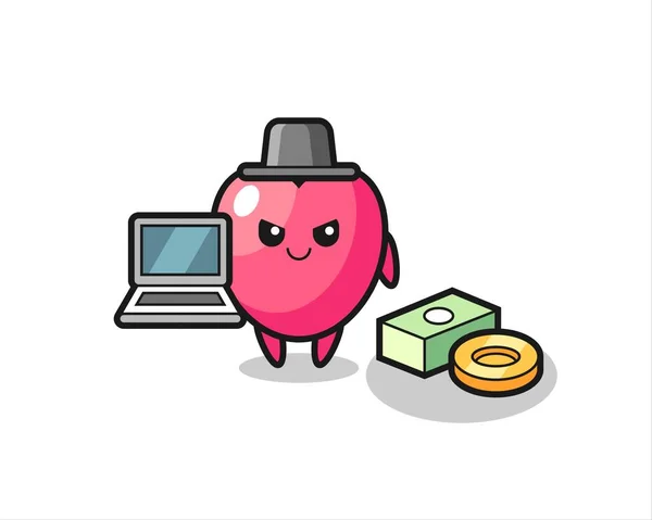 Mascote Ilustração Símbolo Coração Como Hacker Design Estilo Bonito Para —  Vetores de Stock