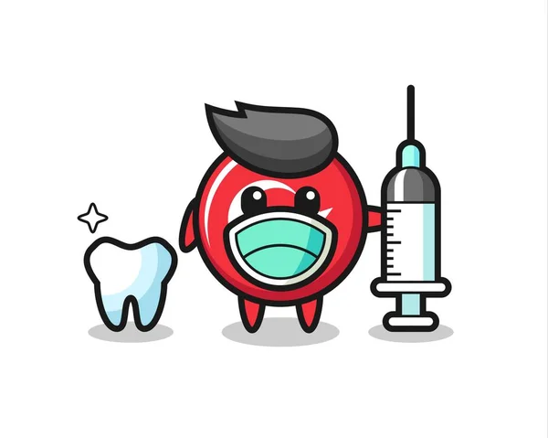 Personaje Mascota Insignia Bandera Pavo Como Dentista Diseño Estilo Lindo — Vector de stock