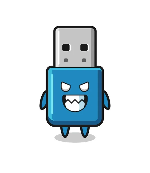 Kwade Expressie Van Flash Drive Usb Leuke Mascotte Karakter Leuke — Stockvector