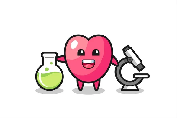 Caractère Mascotte Symbole Coeur Tant Que Scientifique Design Style Mignon — Image vectorielle